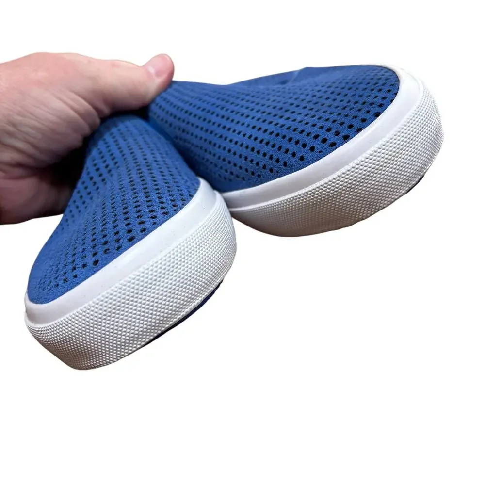 Michael Kors ladies US 7M slip on sneakers royal blue laser cut suede leather